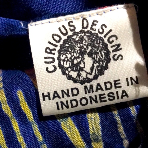 Curious Designs Blue w/ Yellow/Orange/ Hot Pink Tribal Print Sarong Wrap - Picture 5 of 5